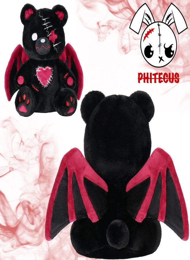 PHITECUS Emo Gothic Bear Plush with Wings - Cute Creepy Plushie, Perfect Anxiety Stuffed Animal Gift for Teens and Adults (Ghotic Bear Plushie) - Image 3